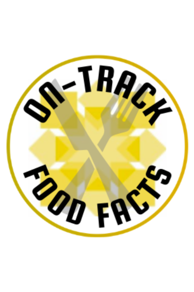 Yellow South Heartland District Health Dept Logo with a knife and a fork crossed. Saying "On-Track Food Facts"